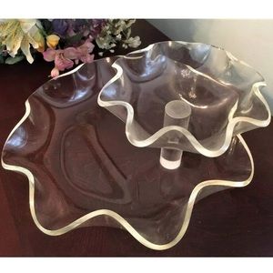 Vintage Mid-Century Lucite Chip & Dip Bowl